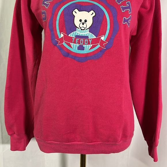 Vintage Pink Unibearsity Teddy Bear Long Sleeve Crewneck Sweatshirt - Picture 8 of 16